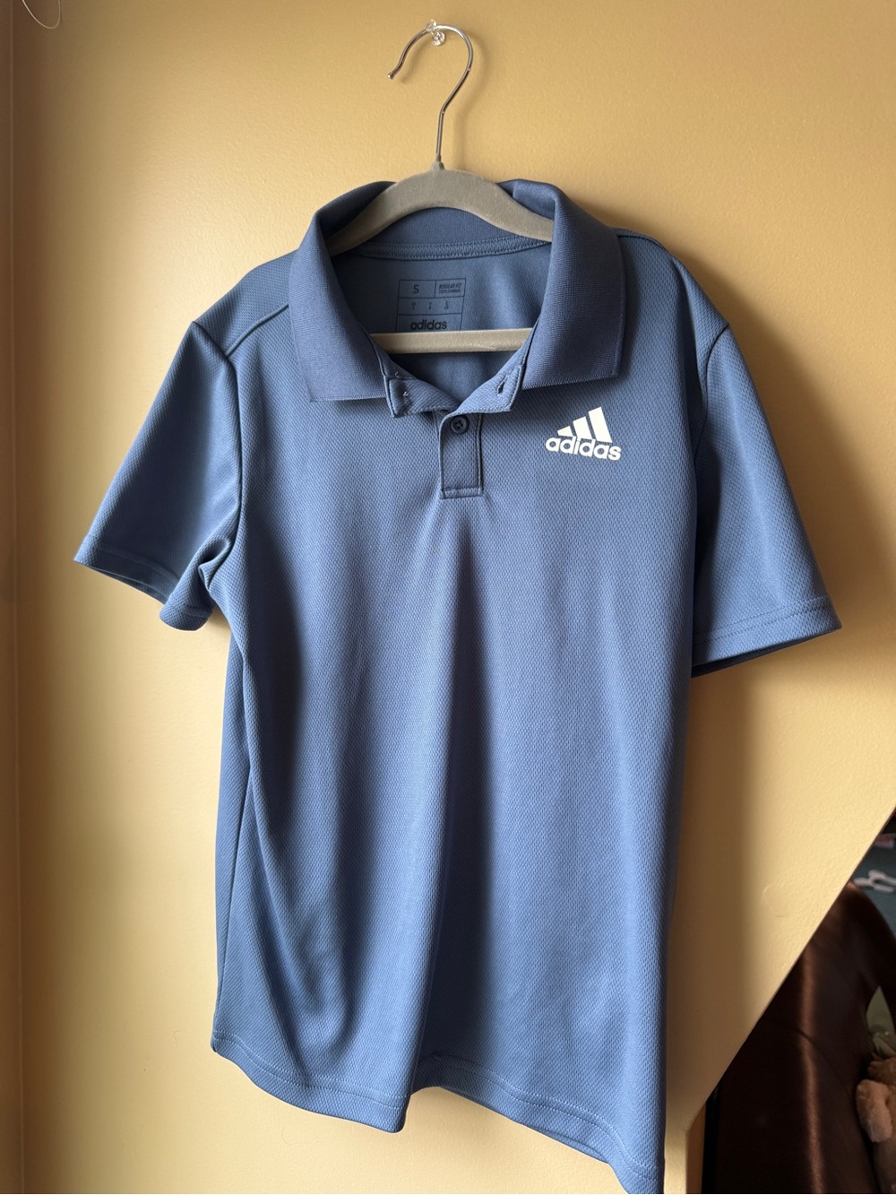 Adidas Boys Blue Performance Polo Shirt Size Small